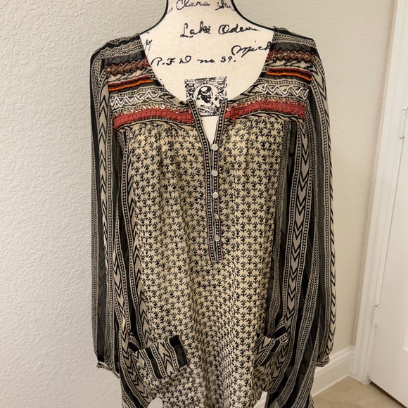Free People Feather in the Wind sheer tunic blouse sz M - Picture 2 of 8